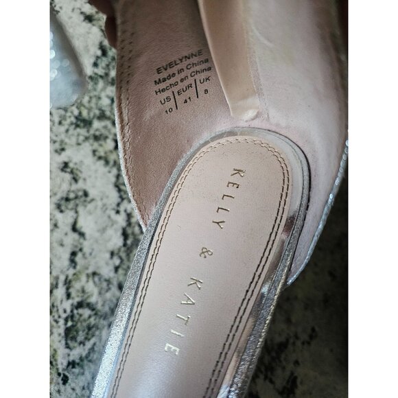 Kelly and Katie Heels Silver Metallic‎ Bow With Rhinestones size 10 - Picture 7 of 9